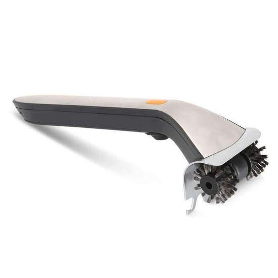Electric Steam Grill Brush with Stainless Steel Bristles & 3000mAh Rechargeable Battery – Powerful BBQ Cleaner for All Grills, Indoor and Outdoor Use (Grey)