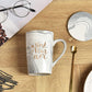 Best Mom Ever Coffee Mug Gift Set with Lid, Spoon & Coaster, 14oz Pink Marble Ceramic Cup for Mother&