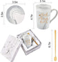 Best Mom Ever Coffee Mug Gift Set with Lid, Spoon & Coaster, 14oz Pink Marble Ceramic Cup for Mother&