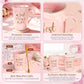 Best Mom Ever Coffee Mug Gift Set with Lid, Spoon & Coaster, 14oz Pink Marble Ceramic Cup for Mother&
