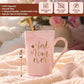 Best Mom Ever Coffee Mug Gift Set with Lid, Spoon & Coaster, 14oz Pink Marble Ceramic Cup for Mother&