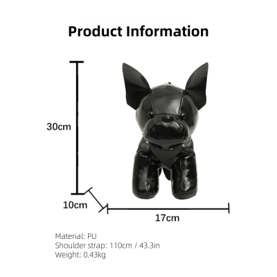 French Bulldog Shaped Bag – Cute Animal Crossbody Shoulder Bag with Adjustable Strap, PU Leather Dog Backpack for Women, Fashion Statement Accessory (Red)