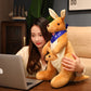 Kangaroo Stuffed Animal with Joey in Pouch & Australia Scarf - Soft Cuddly Plush Toy(32cm,light brown
)| Other Colors Available in Store