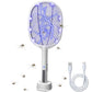 Dual-Mode UV Electric Mosquito Swatter with LED Attraction & 3000V Zapper – Rechargeable Bug Killer for Indoor and Outdoor Use (White)