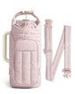 Magnetic Water Bottle Holder with Strap, Gym Accessories for Women Magnetic or Classic Design, Lightweight Tumbler Drink Carrier, Quilted Crossbody Purse, 64oz (light pink)