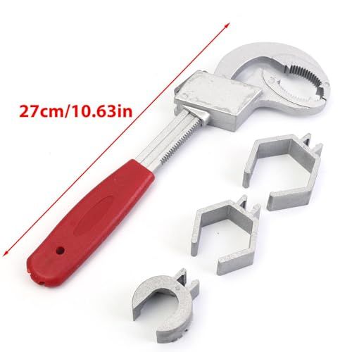 1set Multi-functional Wrenches Universal Large Open Faucet Wrench Bathroom Household Water Pipe Installation Tools,27 * 10cm(Red)