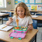 Kids Bento Lunch Box with 6 Compartments, BPA-Free, Microwave & Dishwasher Safe, Leak-Proof for School & Picnics (Pink)