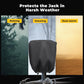 Heavy-Duty 2-Layer 600D Polyester Jack Cover for Electric Tongue Jacks on Campers, RVs, and Trailers—Features Double-Pull Drawstring, Cord Locks, and Reinforced Seams for Outdoor Use (Black)
