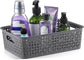 8-Pack Woven Plastic Storage Baskets for Bathroom Vanity, Kitchen Pantry & Office Desk Organization (Grey)