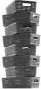 8-Pack Woven Plastic Storage Baskets for Bathroom Vanity, Kitchen Pantry & Office Desk Organization (Grey)