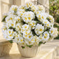 8 Pcs Artificial Red Geranium Silk Flowers for Outdoor Patio Garden & Indoor Home Decor (White)