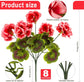 8 Pcs Artificial Red Geranium Silk Flowers for Outdoor Patio Garden & Indoor Home Decor (Pink)