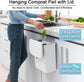 Hanging Kitchen Compost Bin with Lid for Cabinet Door or Wall, No-Drill Adhesive Mount, Odor-Proof & Space-Saving (White)