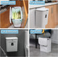 Hanging Kitchen Compost Bin with Lid for Cabinet Door or Wall, No-Drill Adhesive Mount, Odor-Proof & Space-Saving (White)