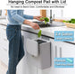 Hanging Kitchen Compost Bin with Lid for Cabinet Door or Wall, No-Drill Adhesive Mount, Odor-Proof & Space-Saving (Grey)