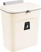 Hanging Kitchen Compost Bin with Lid for Cabinet Door or Wall, No-Drill Adhesive Mount, Odor-Proof & Space-Saving (Beige)
