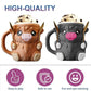 Modern Highland Cow Ice Pint Holder – Fun Animal Mug with Secret Snack Drawer, Lid Holders, and Wide Opening(Brown)