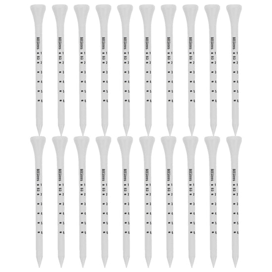 Golf Tee Pack of 100 with Measurement Scale – White Plastic Tees for Driving Range, Practice & Tournament Use (White)