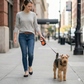 Retractable Dog Leash – 16.5 ft Automatic Walking Lead with One-Hand Brake Lock & Anti-Tangle Nylon Tape – Heavy-Duty 55 lb Capacity – Ideal for Small to Medium Dogs (Black & Orange)
