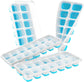 4-Pack Ice Cube Trays with 14-Cavity Design, Flexible Silicone Bases, Removable Lid, Stackable Structure, and Easy-Press Release for Home Freezer Use—Ideal for Drinks, Smoothies, and Meal Prep (Blue)