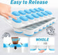 4-Pack Ice Cube Trays with 14-Cavity Design, Flexible Silicone Bases, Removable Lid, Stackable Structure, and Easy-Press Release for Home Freezer Use—Ideal for Drinks, Smoothies, and Meal Prep (Blue)
