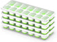 4-Pack Ice Cube Trays with 14-Cavity Design, Flexible Silicone Bases, Removable Lid, Stackable Structure, and Easy-Press Release for Home Freezer Use—Ideal for Drinks, Smoothies, and Meal Prep (Green)
