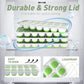 4-Pack Ice Cube Trays with 14-Cavity Design, Flexible Silicone Bases, Removable Lid, Stackable Structure, and Easy-Press Release for Home Freezer Use—Ideal for Drinks, Smoothies, and Meal Prep (Green)