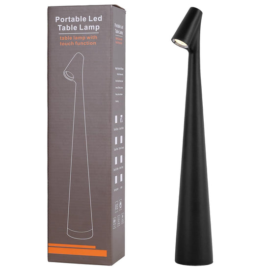Portable LED Table Lamp 13.5" H – Touch Control, 3 Brightness Levels, Rechargeable Desk Light for Bedroom, Outdoor, Gift (Black) | Other Colors Available in Store