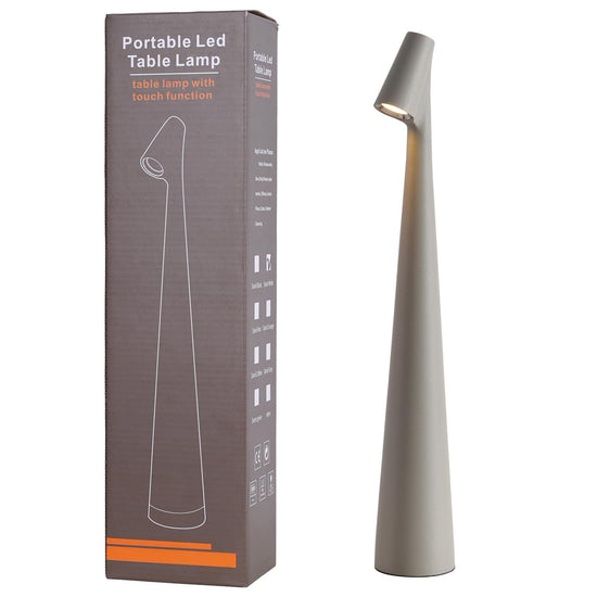 Portable LED Table Lamp 13.5" H – Touch Control, 3 Brightness Levels, Rechargeable Desk Light for Bedroom, Outdoor, Gift (Grey)  | Other Colors Available in Store