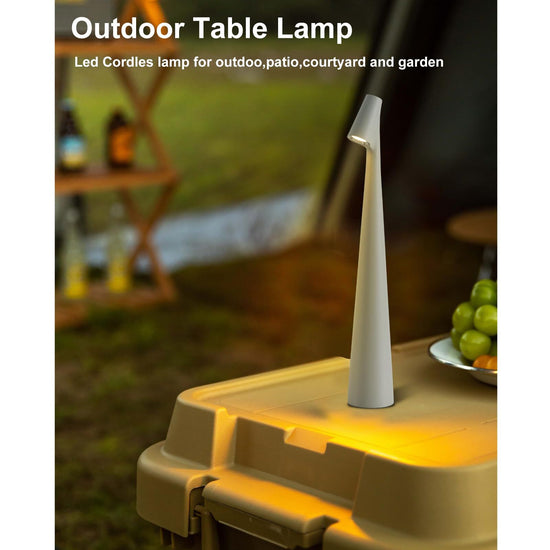 Portable LED Table Lamp 13.5" H – Touch Control, 3 Brightness Levels, Rechargeable Desk Light for Bedroom, Outdoor, Gift (Grey)  | Other Colors Available in Store