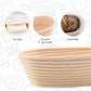 2 Pack Oval Sourdough Proofing Basket Set with Linen Liner, Natural Rattan Bread Fermentation Bowl for Artisan Baking, Splinter-Free Dough Rising Basket for Home Bakers (10 inch,Beige)