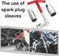Universal T-Handle Spark Plug Socket Wrench Set for Car, Motorcycle & Lawn Mower Maintenance with Flexible Joint (Silver)