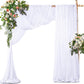 2 Pack Elegant Chiffon Wedding Arch Draping Fabric Panels for Outdoor Ceremony Backdrop and Party Decoration (White)