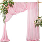 2 Pack Elegant Chiffon Wedding Arch Draping Fabric Panels for Outdoor Ceremony Backdrop and Party Decoration (Pink)