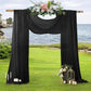 2 Pack Elegant Chiffon Wedding Arch Draping Fabric Panels for Outdoor Ceremony Backdrop and Party Decoration (Black)