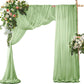 2 Pack Elegant Chiffon Wedding Arch Draping Fabric Panels for Outdoor Ceremony Backdrop and Party Decoration (Green)