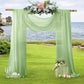 2 Pack Elegant Chiffon Wedding Arch Draping Fabric Panels for Outdoor Ceremony Backdrop and Party Decoration (Green)