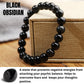 14mm Natural Black Obsidian Beaded Bracelet for Men and Women – Stretchable Healing Crystal Jewelry with Elastic Band, Protective Energy Stone Gift for Birthday, Valentine’s Day, Meditation (Black)