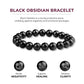 8mm Natural Black Obsidian Beaded Bracelet for Men and Women – Stretchable Healing Crystal Jewelry with Elastic Band, Protective Energy Stone Gift for Birthday, Valentine’s Day, Meditation (Black)