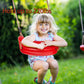 Outdoor Kids Plastic Swing Seat with Adjustable Rope – Durable Tree Swing for Backyard, 220lb Capacity, Red (Red)