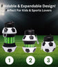 Foldable Soccer Water Bottle for Kids – 18oz Expandable Silicone Hydration Flask with Leak-Proof Spout & Carabiner Clip, BPA-Free, Ideal for School, Sports, Travel & Outdoor Adventures (Black, White, Green)