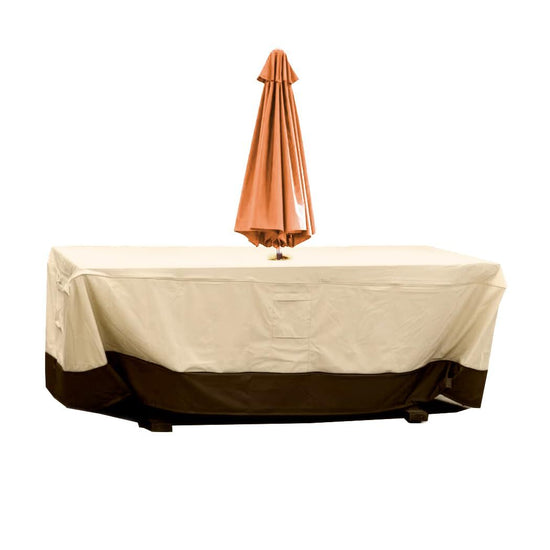 Patio Table & Chair Cover with Umbrella Hole: Water-Resistant Outdoor Furniture Cover for Rectangular/Oval Garden Sets(223x147x58 cm LxWxH)