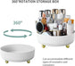 360° Rotating Cosmetic Organizer with Gold Feet – Silent Smooth Turntable for Skincare, Makeup, Brushes, Perfume & Jewelry, Large Capacity Desktop Storage Tray, Non-Slip Base, Easy Access Vanity Organizer (White)