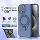 Magnetic Shockproof Case with 360-Degree Rotating Ring Stand for iPhone 16 Pro Max – Slim Protective Phone Cover with Airbag Corners and Wireless Charging Support for Home, Office, Travel and Daily Use (Blue)