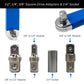 Blue Offset Extension Wrench Set – 15.35" Long, 1/4", 3/8", 1/2" Square Drive Adapters & 1/4" Socket | Ideal for Tight Spaces