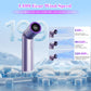 Portable Mini Handheld Fan – 3-in-1 Rechargeable Turbine Fan with 1-199 Speed, Digital Display, Neck Strap, Long Battery Life for Outdoor, Travel, Office Use (Purple)