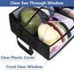 Large Capacity Foldable Hat Organizer Storage Box with Clear See-Through Window for Baseball Caps, Clothes, Toys, and Books, Underbed and Closet Container (Black)