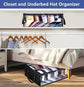 Large Capacity Foldable Hat Organizer Storage Box with Clear See-Through Window for Baseball Caps, Clothes, Toys, and Books, Underbed and Closet Container (Black)