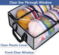 Large Capacity Foldable Hat Organizer Storage Box with Clear See-Through Window for Baseball Caps, Clothes, Toys, and Books, Underbed and Closet Container (Grey)