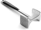 Dual-Sided Meat Tenderizer Hammer with Ergonomic Grip, Textured & Flat Faces, Hanging Hole, and Sturdy Metal Head—Ideal for Preparing Steaks, Pork Chops, Fish, and Garlic—Heavy-Duty Kitchen Tool for Home Cooks (Black)
